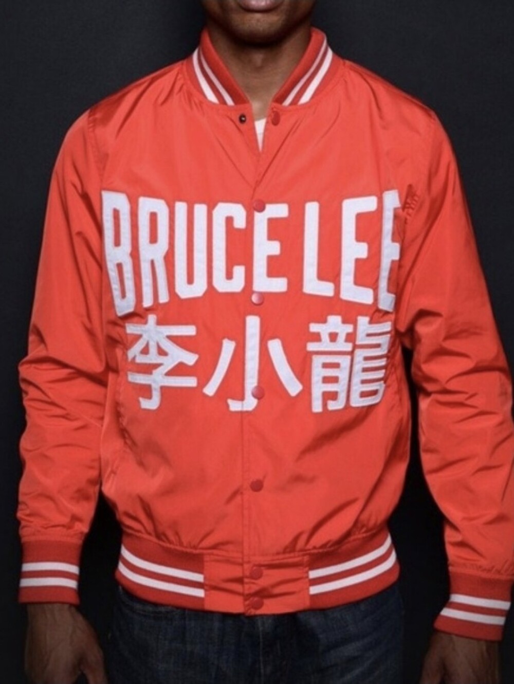 ROOTS OF FIGHT Bruce Lee Bomber Jacket Red Size Large EUC
